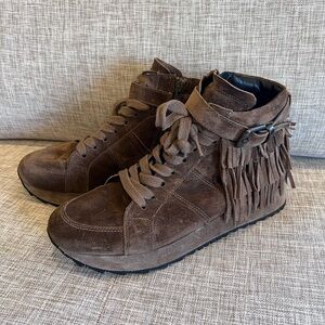 Brown Suede High-Top Sneakers